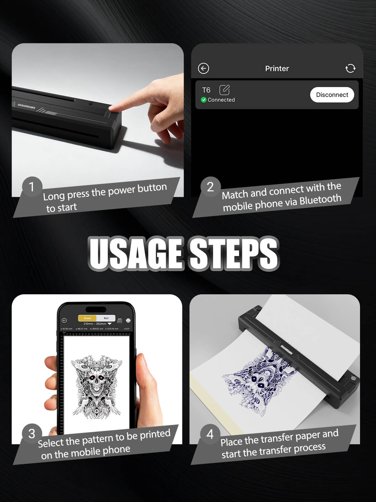 Dragonhawk A4 Wireless Tattoo Stencil Printer